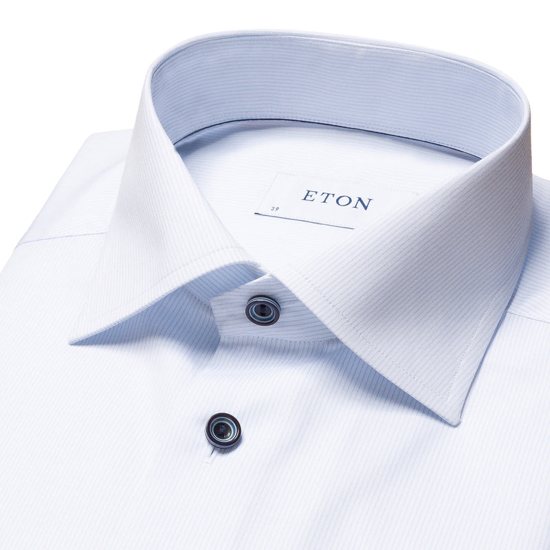 Navy Blue Striped Twill Shirt - Eton Shirts