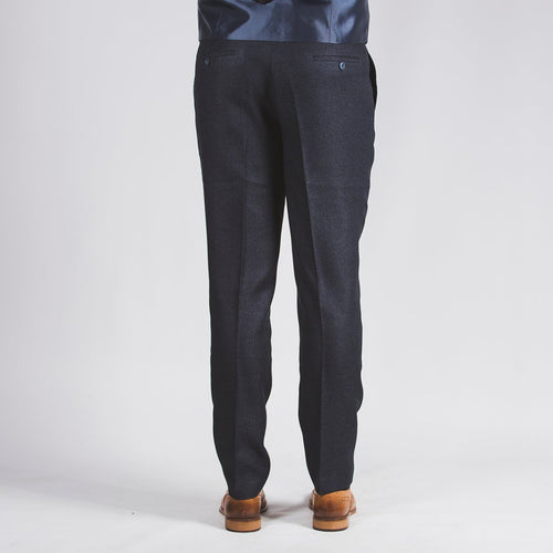 Navy Blue Textured Trouser - Fratelli