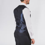 Navy Blue Textured Waistcoat - Fratelli