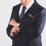 Navy Burgundy Check Suit - John Victor