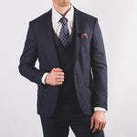 Navy Burgundy Check Suit - John Victor