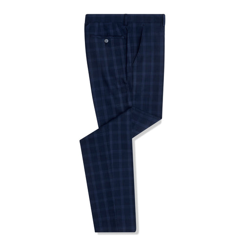 Navy Check Trousers - Remus Uomo