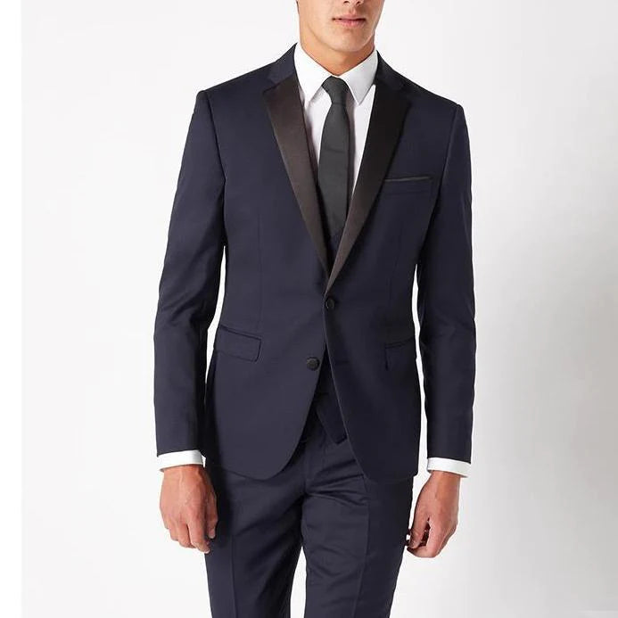 Navy Dinner Suit - Leonard Silver