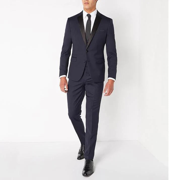 Navy Dinner Suit - Leonard Silver