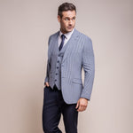 Navy Gingham Check Suit - Leonard Silver