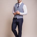 Navy Gingham Check Suit - Leonard Silver