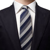 Navy Grey White Stripe Wool Silk Tie - Eton Shirts