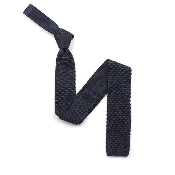 Navy Knitted Silk Tie - Knightsbridge