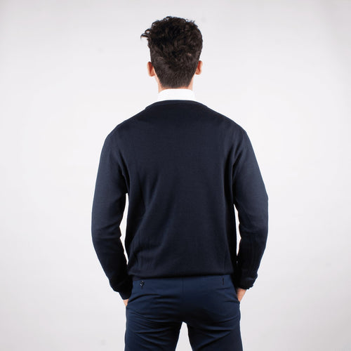 Navy Merino Crew-neck Sweater - John Victor