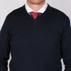 Navy Merino V-neck Sweater - John Victor