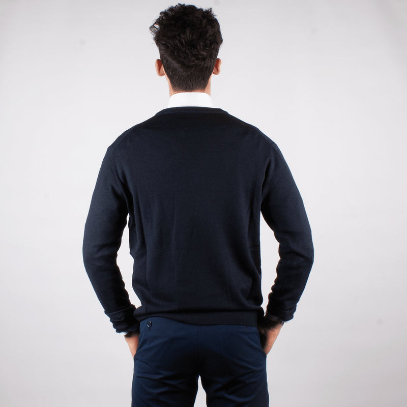 Navy Merino V-neck Sweater - John Victor