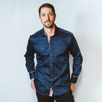 Navy Multi Colour Button and Insert Shirt - Claudio Lugli