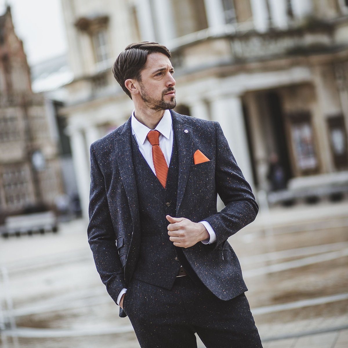 Navy Multi Fleck Tweed Suit Leonard Silver - Main Image