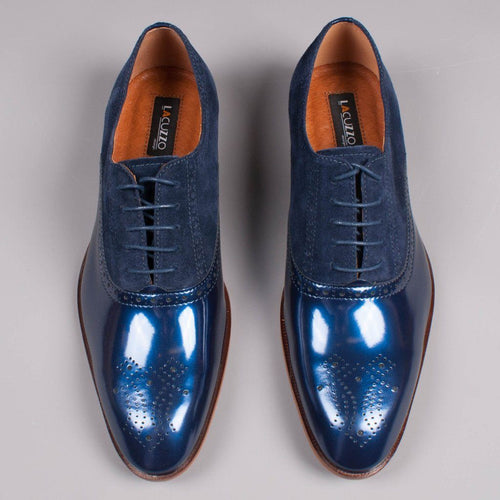 Navy Patent Leather Derby - Lacuzzo