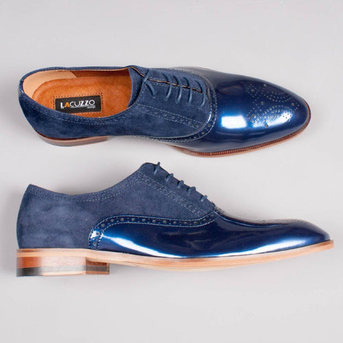 Navy Patent Leather Derby - Lacuzzo