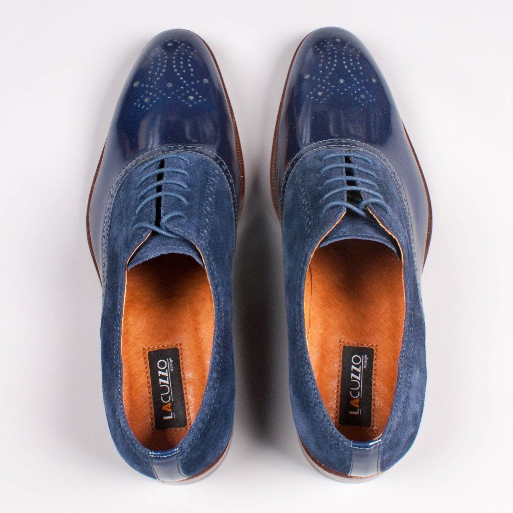 Navy Patent Leather Derby - Lacuzzo