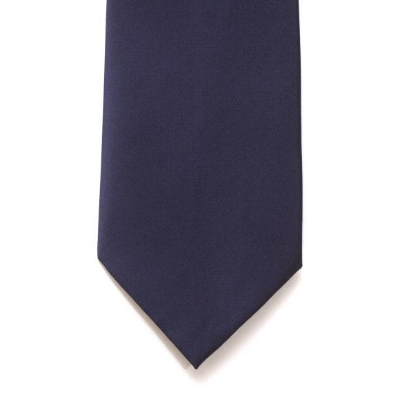 Navy Satin Pocket Square - Leonard Silver