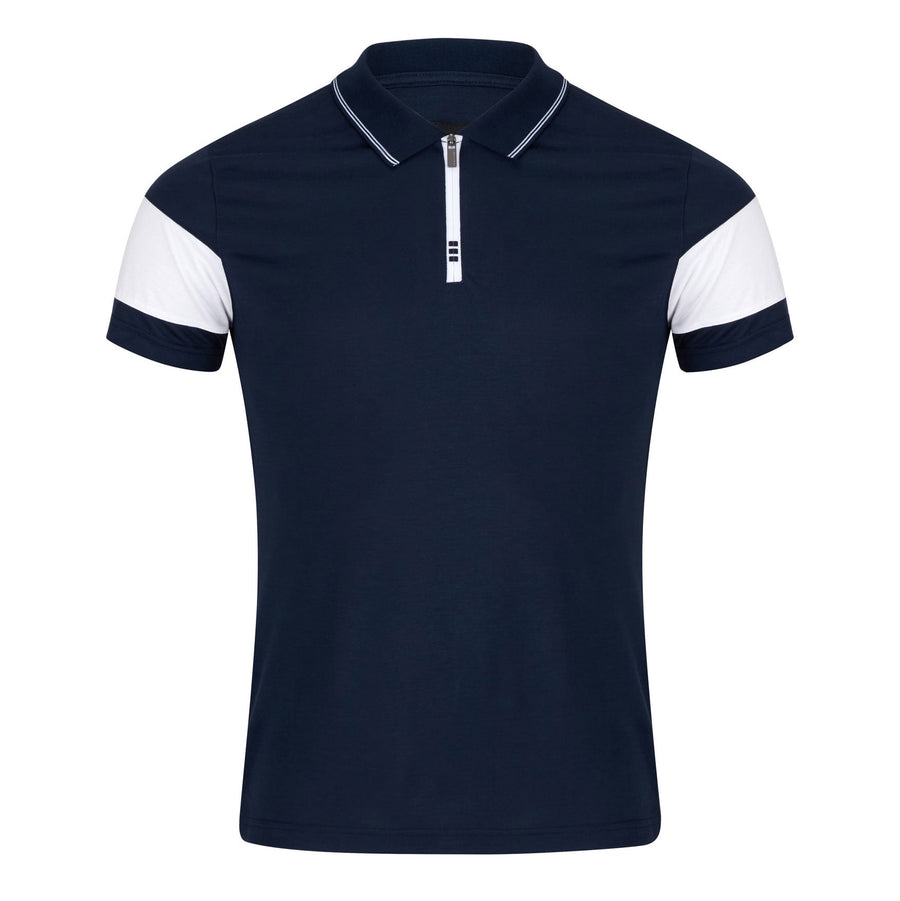 Navy Short Sleeve Knit Polo - Remus Uomo