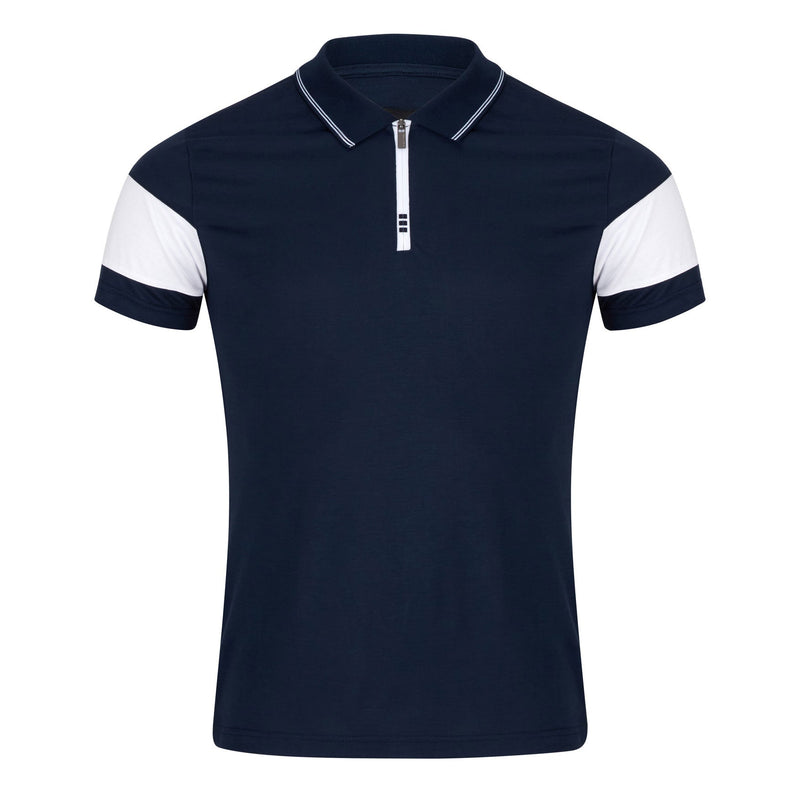 Navy Short Sleeve Knit Polo - Remus Uomo