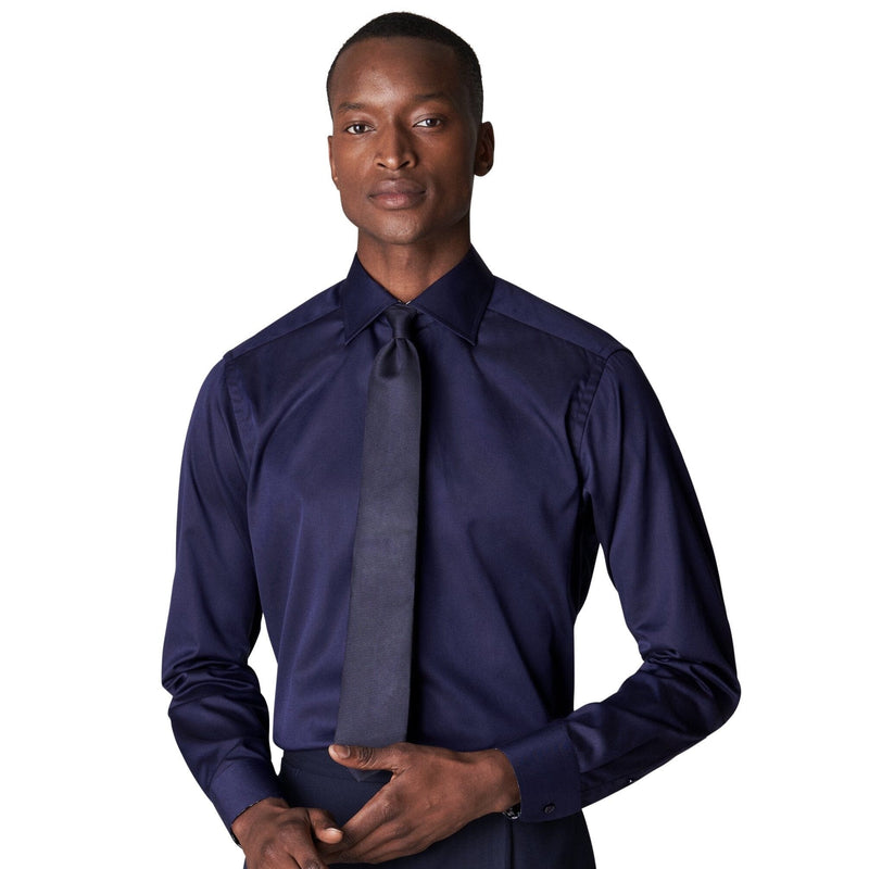 Navy Signature Twill Shirt with Floral Insert - Eton Shirts