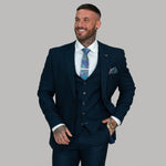 Navy Soft Handle Suit - Leonard Silver