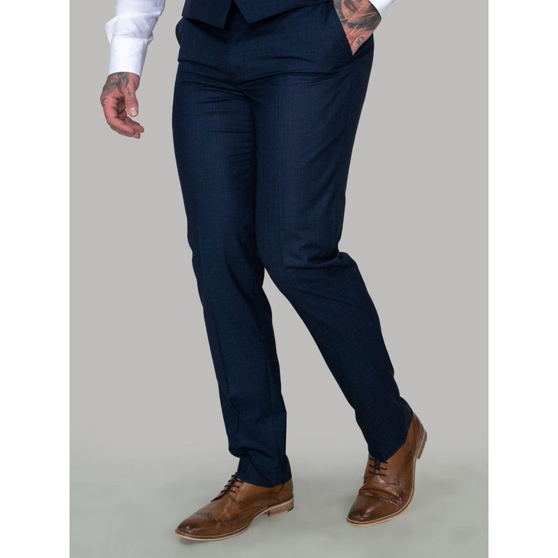 Navy Soft Handle Trousers - Leonard Silver