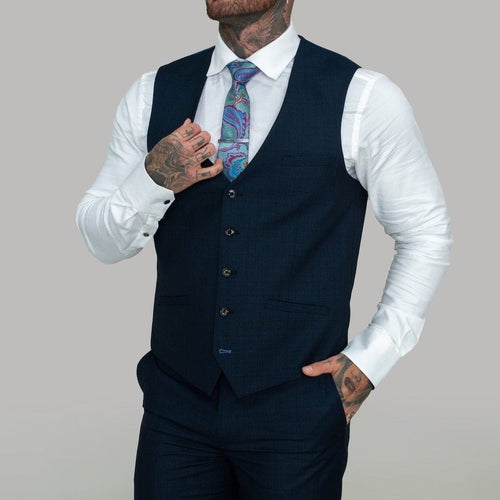 Navy Soft handle Waistcoat - Leonard Silver