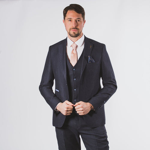 Navy Textured Suit Jacket - Fratelli