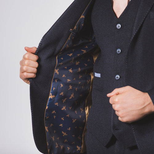 Navy Textured Suit Jacket - Fratelli