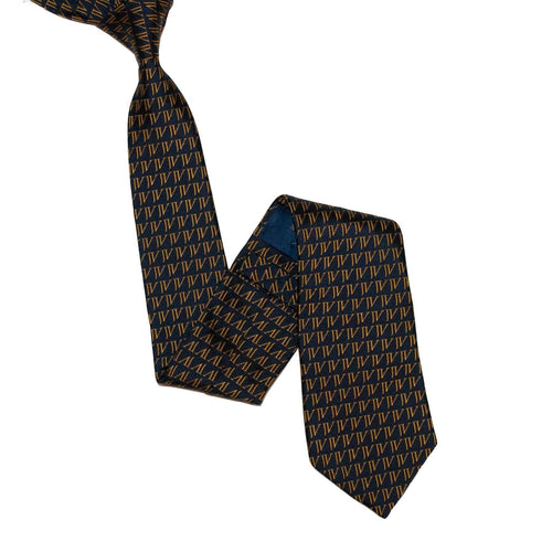 Navy/Gold Silk Tie - John Victor