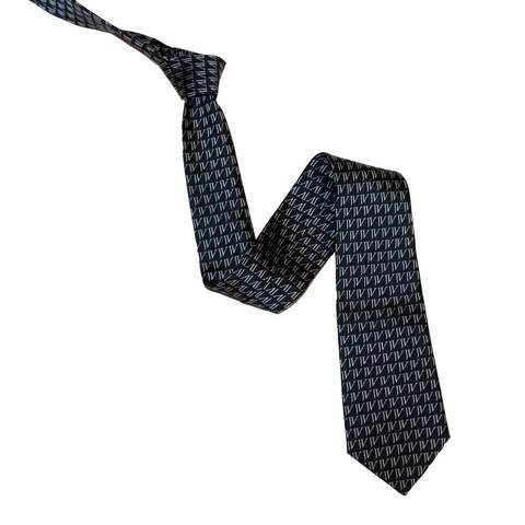 Navy/White Silk Tie - John Victor