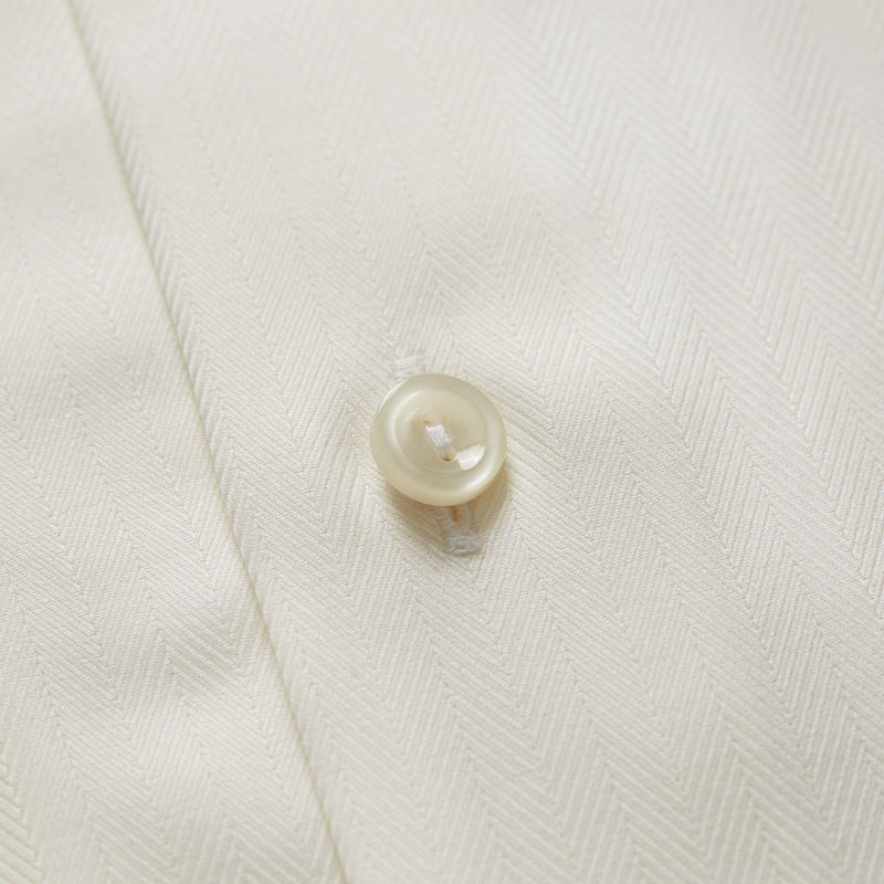 Off White Herringbone French Cuff Shirt - Eton Shirts