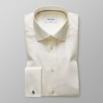 Off White Herringbone French Cuff Shirt - Eton Shirts