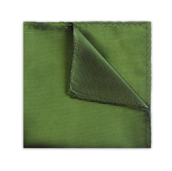 Olive Green Pocket Square - Leonard Silver