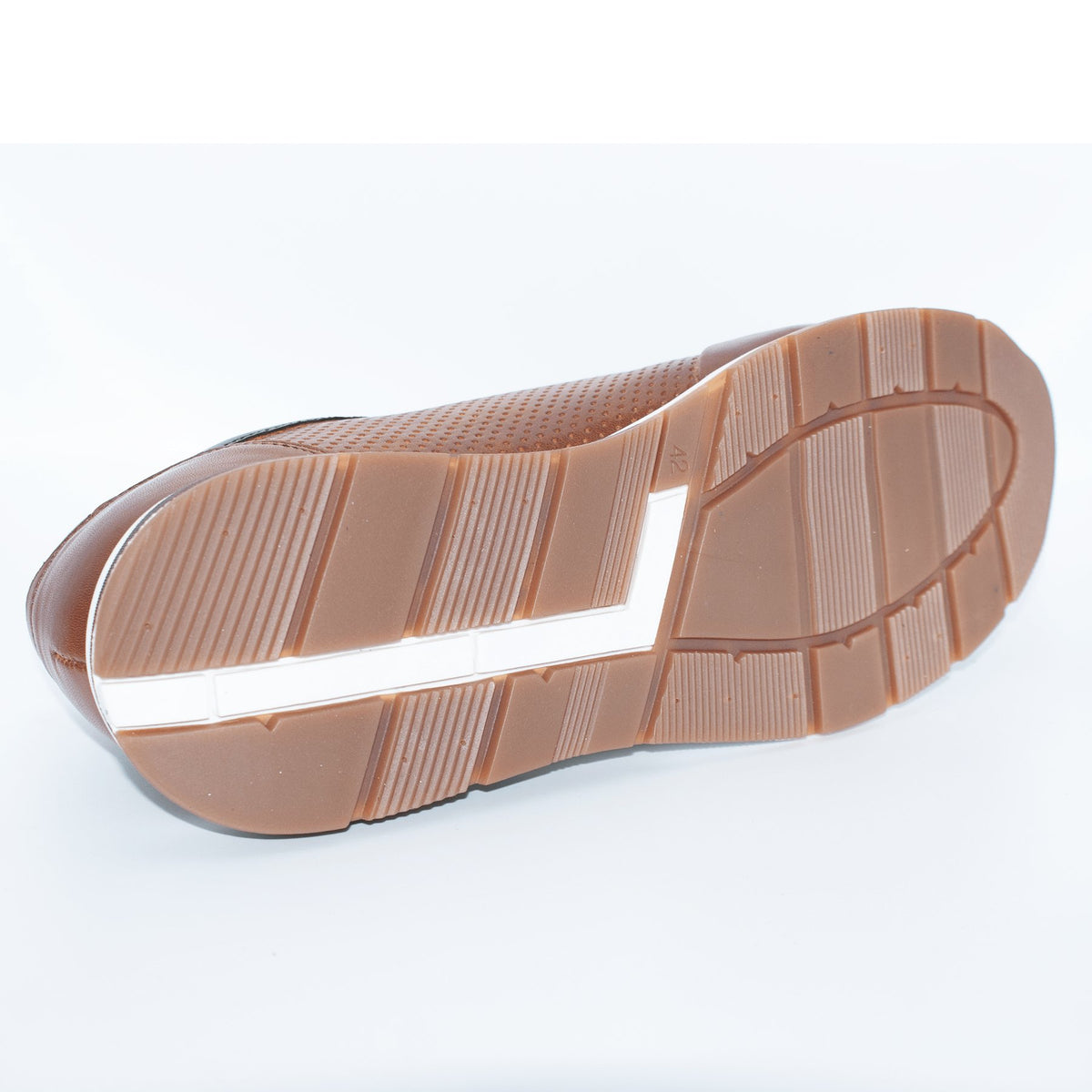 Perforated Brown Leather Trainer - Lacuzzo