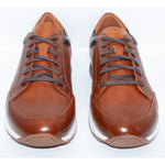 Perforated Brown Leather Trainer - Lacuzzo