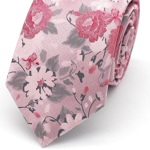 Pink Floral Tie Set - Leonard Silver