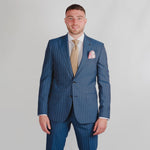 Pinstripe Wool Blue Suit - Torre