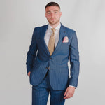 Pinstripe Wool Blue Suit - Torre