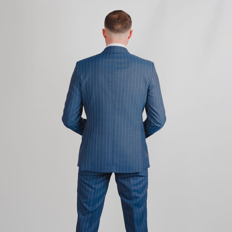 Pinstripe Wool Blue Suit - Torre