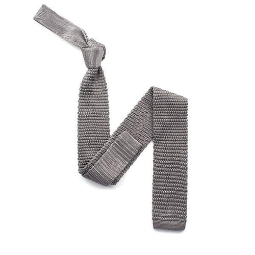 Plain Silver Knitted Silk Tie - Knightsbridge