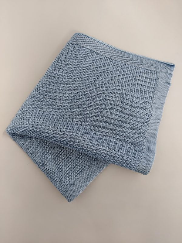 Plain Sky Blue Knitted Silk Pocket Square - Knightsbridge