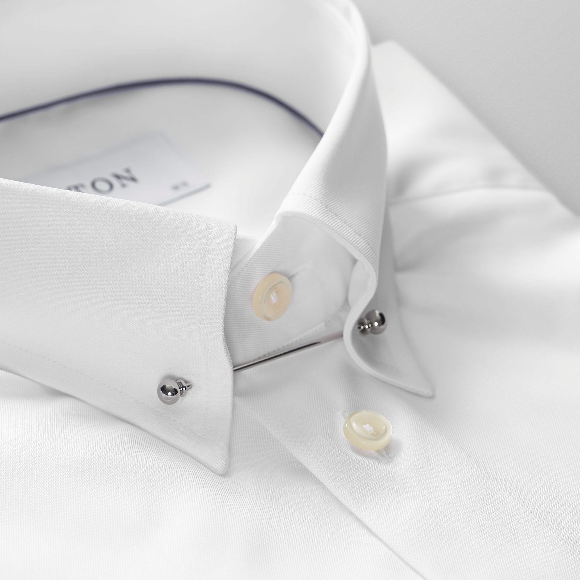 Pointed White Pin Collar Shirt - Leonard Silver