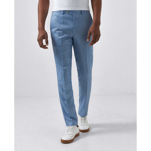 Powder Blue Pin Stripe Trouser - Remus Uomo