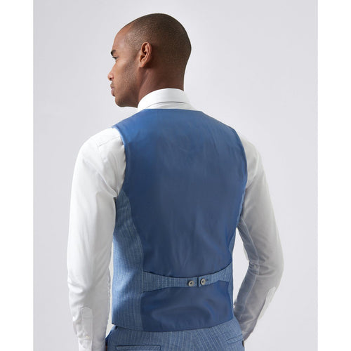 Powder Blue Pin Stripe Waistcoat - Remus Uomo