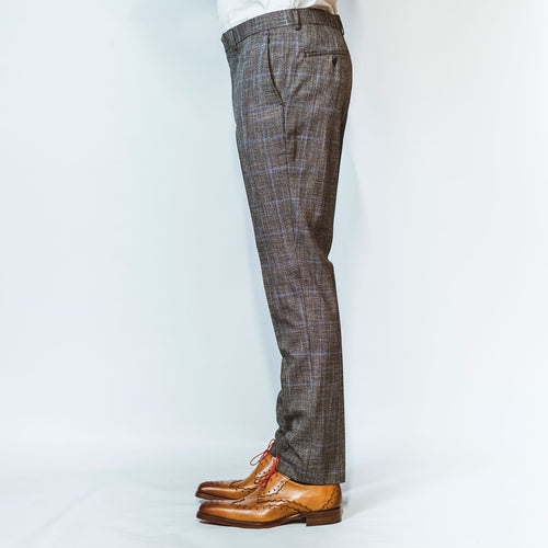 Prince of Wales Check Grey Trousers - Leonard Silver