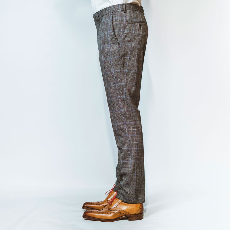 Prince of Wales Check Grey Trousers - Leonard Silver