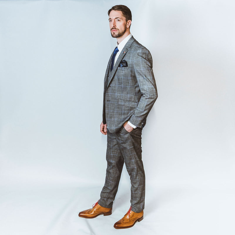 Prince of Wales Grey Check Suit - Leonard Silver