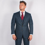 Pure Wool Herringbone Tweed Jacket In Blue - Torre