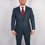 Pure Wool Herringbone Tweed Jacket In Blue - Torre